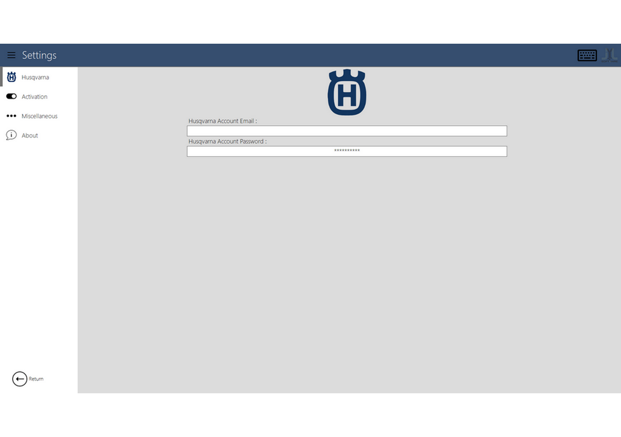 Husqvarna-asetukset